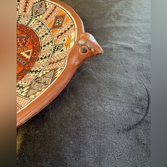 Vintage Decorative Terracotta Plate Inspired By Peruvian On Incan Folk Art - Picture 4 of 10